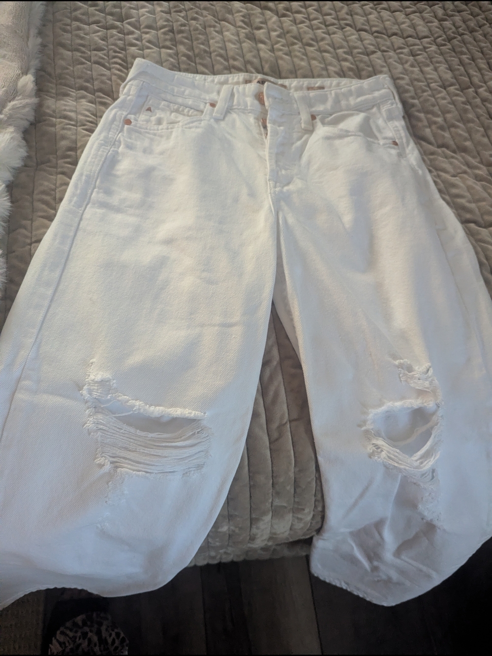 Ariat White Wide-Leg Distressed Denim Jeans